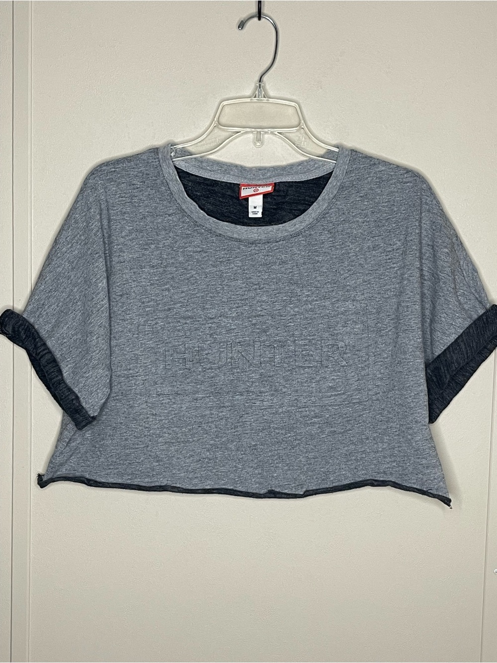 Hunter Cropped Heather Gray Women’s Tee size medium GUC